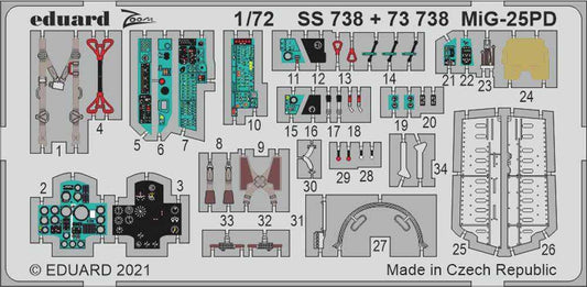 Eduard 73738 Etched Aircraft Detailling Set 1:72 Mikoyan MiG-25PD