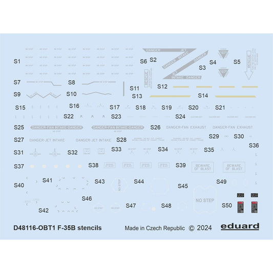 Eduard F-35B Lightning II 1:48 Decals Stencils Set for Tamiya 61125 EDD48116