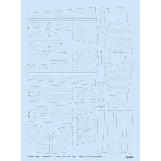 Eduard 48004 Lockheed P-38F/G/H Lightning Raised Rivets & Surface 1:48 Set