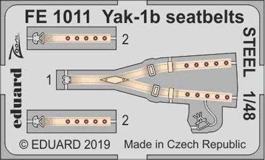 Eduard FE1011 Etched Aircraft Detailling Set 1:48 Yakolev Yak-1B seatbelts Steel