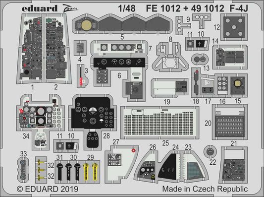 Eduard FE1012 Etched Aircraft Detailling Set 1:48 McDonnell F-4J Phantom