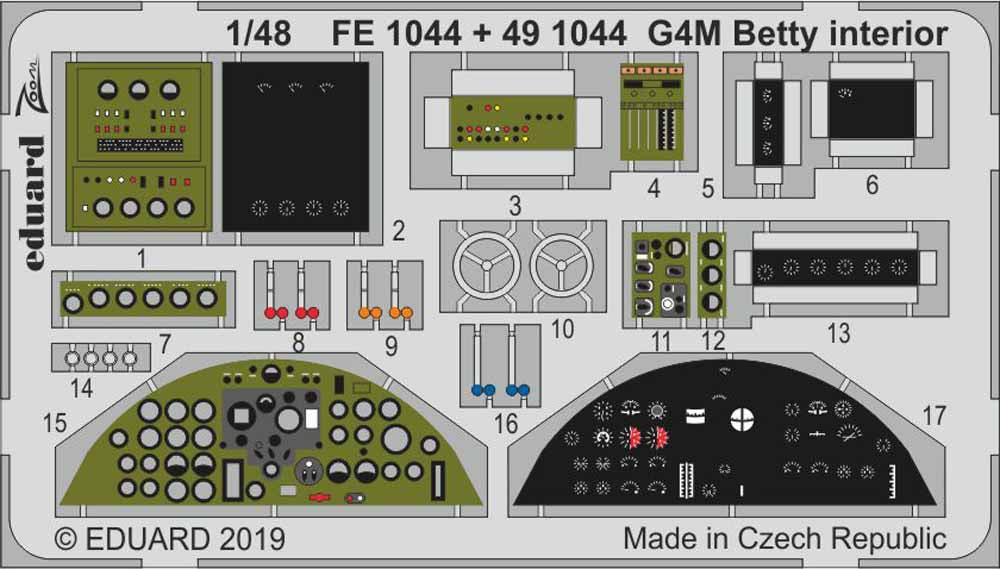 Eduard FE1044 Etched Aircraft Detailling Set 1:48 Mitsubishi G4M1 Betty interior