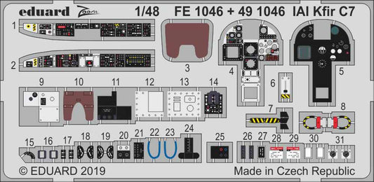 Eduard FE1046 Etched Aircraft Detailling Set 1:48 IAI C-2/C-7 Kfir