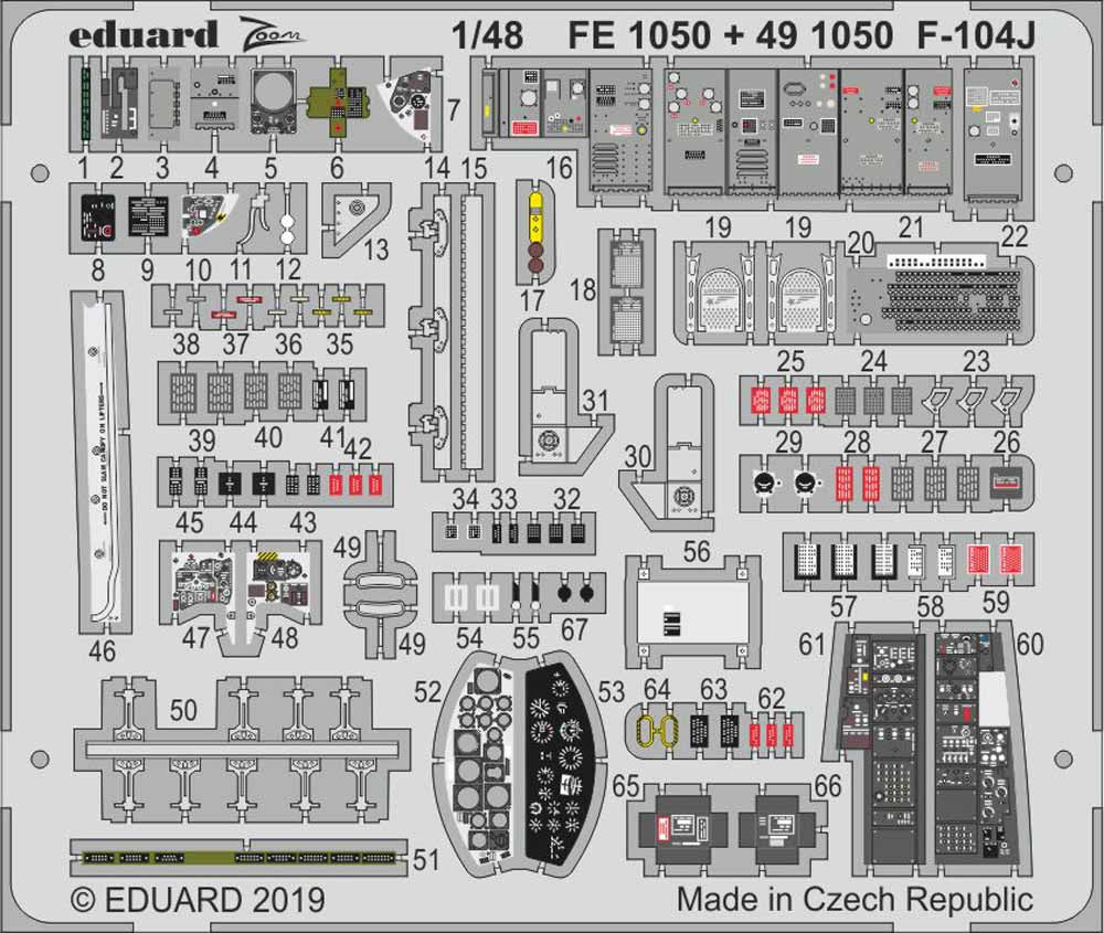 Eduard FE1050 Etched Aircraft Detailling Set 1:48 Lockheed F-104J Starfighter