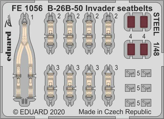 Eduard FE1056 Etched Aircraft Detailling Set 1:48 Douglas B-26B-50 Invader seatb