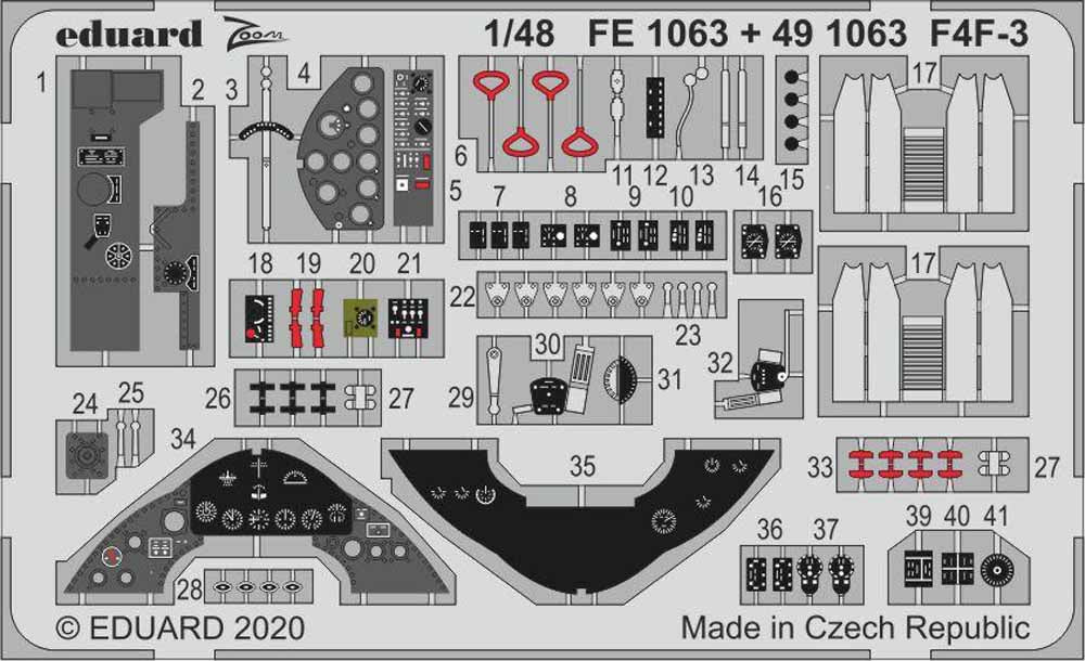Eduard FE1063 Etched Aircraft Detailling Set 1:48 Grumman F4F-3 Hellcat
