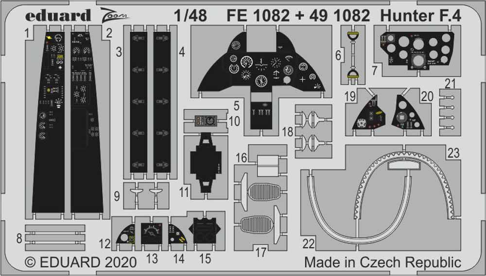 Eduard FE1082 Etched Aircraft Detailling Set 1:48 Hawker Hunter F.4