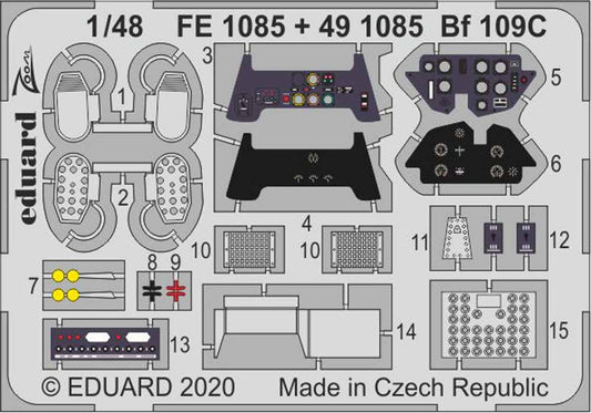 Eduard FE1085 Etched Aircraft Detailling Set 1:48 Messerschmitt Bf-109C
