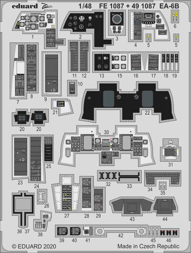 Eduard FE1087 Etched Aircraft Detailling Set 1:48 Grumman EA-6B Prowler