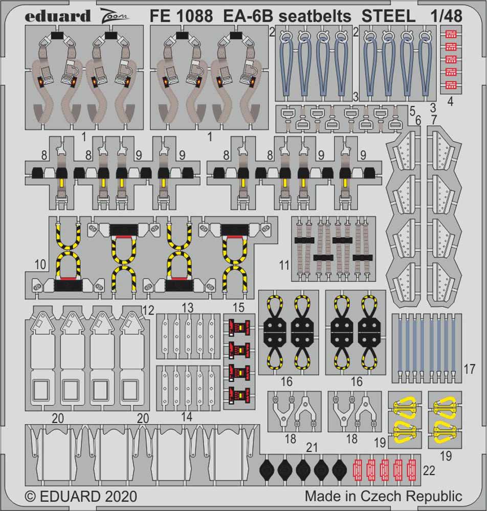 Eduard FE1088 Etched Aircraft Detailling Set 1:48 Grumman EA-6B Prowler seatbelt