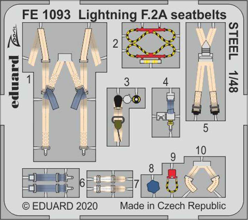 Eduard FE1093 Etched Aircraft Detailling Set 1:48 BAC/EE Lightning F.2A/F.6 seat