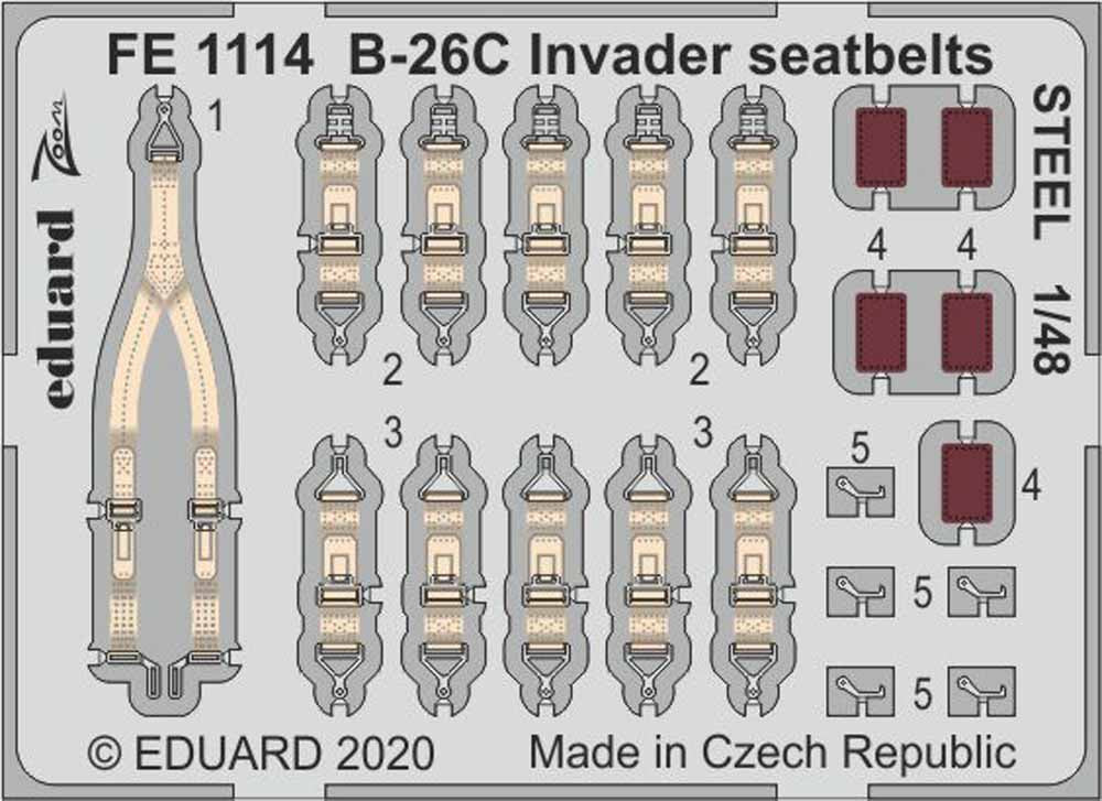 Eduard FE1114 Etched Aircraft Detailling Set 1:48 Douglas B-26C Invader seatbelt