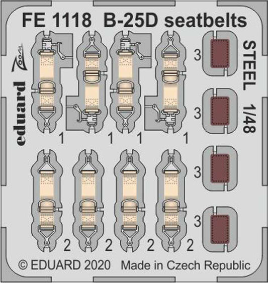 Eduard FE1118 Etched Aircraft Detailling Set 1:48 North-American B-25D Mitchell