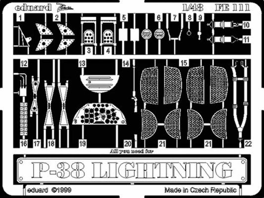 Eduard FE111 Etched Aircraft Detailling Set 1:48 Lockheed P-38J Lightning