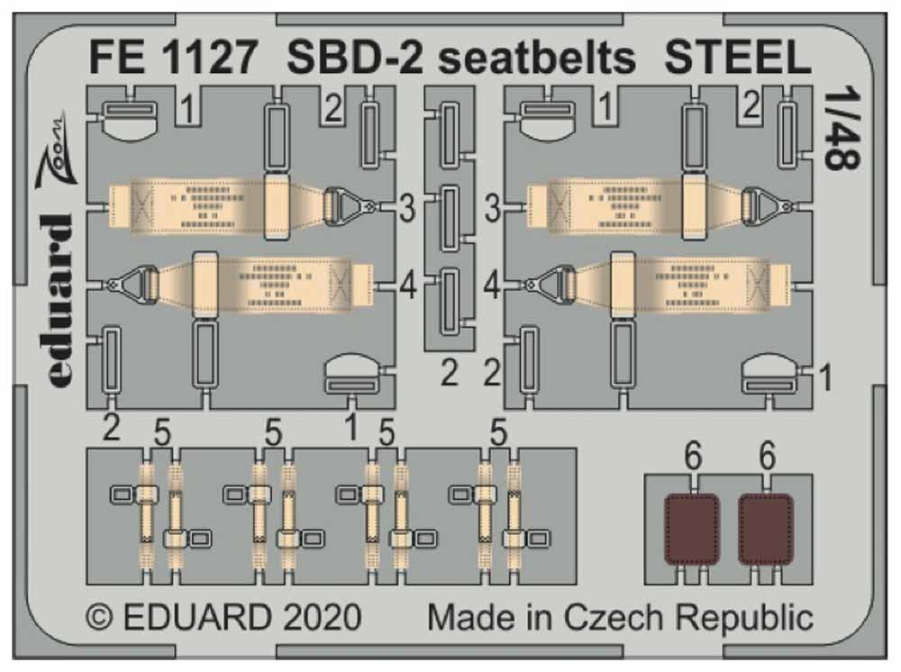 Eduard FE1127 Etched Aircraft Detailling Set 1:48 Douglas SBD-2 Dauntless seatbe