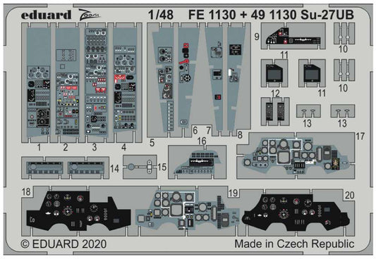 Eduard FE1130 Etched Aircraft Detailling Set 1:48 Sukhoi Su-27UB