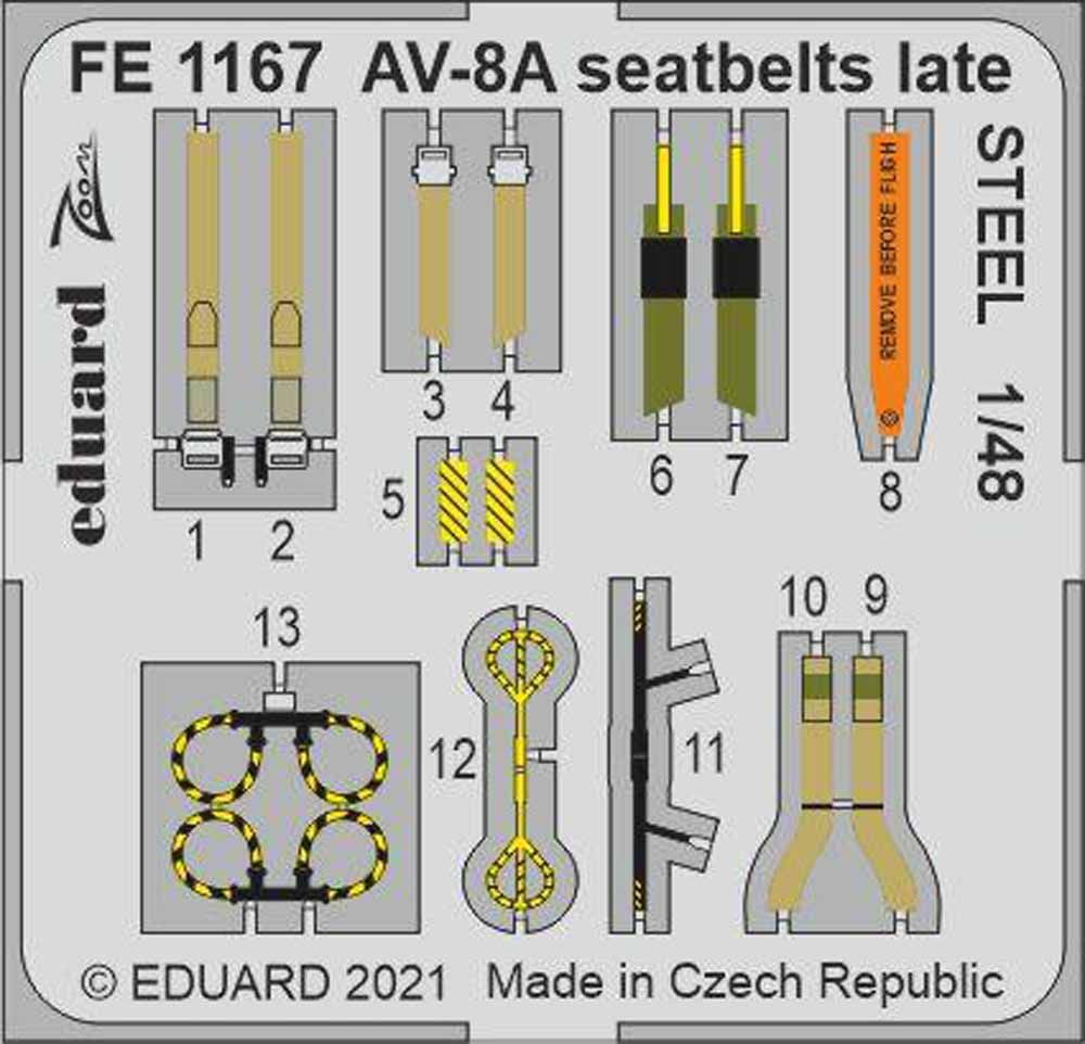 Eduard FE1167 Etched Aircraft Detailling Set 1:48 McDonnell-Douglas AV-8A Harrie