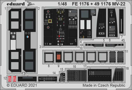 Eduard FE1176 Etched Aircraft Detailling Set 1:48 Bell-Boeing MV-22 1/48
