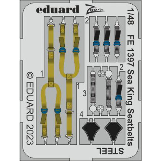 Eduard Sea King Airfix A11006 HAS.1/HAS.5/HU.5 1:48 Steel Seatbelts Set EDFE1397