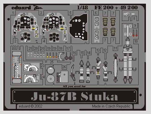 Eduard FE200 Etched Aircraft Detailling Set 1:48 Junkers Ju-87B 'Stuka' Pre-pain