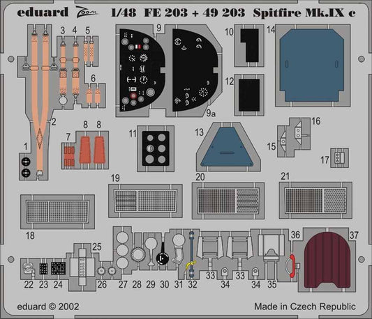 Eduard FE203 Etched Aircraft Detailling Set 1:48 Supermarine Spitfire Mk.IXC Pre
