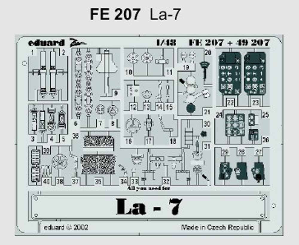 Eduard FE207 Etched Aircraft Detailling Set 1:48 Lavochkin La-7 Pre-painted in C