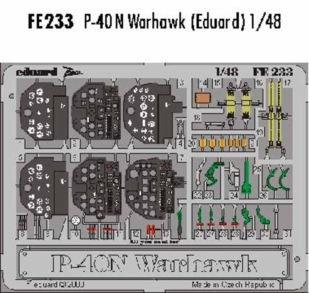 Eduard FE233 Etched Aircraft Detailling Set 1:48 Curtiss P-40N Warhawk Pre-paint