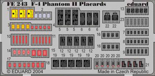 Eduard FE243 Etched Aircraft Detailling Set 1:48 McDonnell F-4 Phantom placards