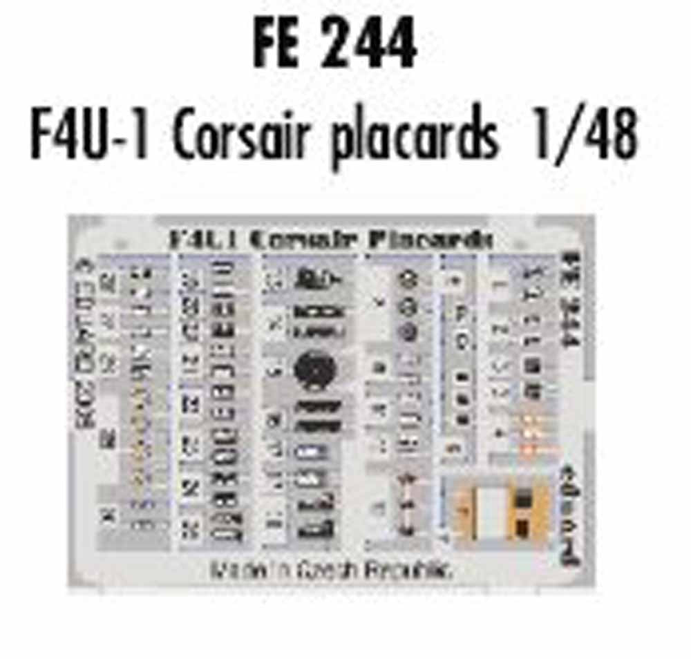Eduard FE244 Etched Aircraft Detailling Set 1:48 Vought F4U-1 Corsair placards P