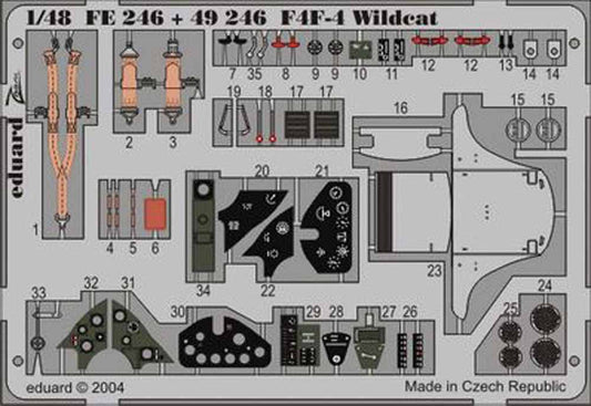 Eduard FE246 Etched Aircraft Detailling Set 1:48 Grumman F4F-4 Wildcat Pre-paint