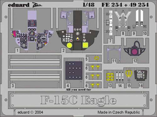 Eduard FE254 Etched Aircraft Detailling Set 1:48 McDonnell F-15C Eagle Pre-paint