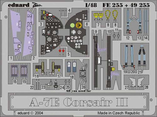 Eduard FE255 Etched Aircraft Detailling Set 1:48 Vought A-7E Corsair II Pre-pain