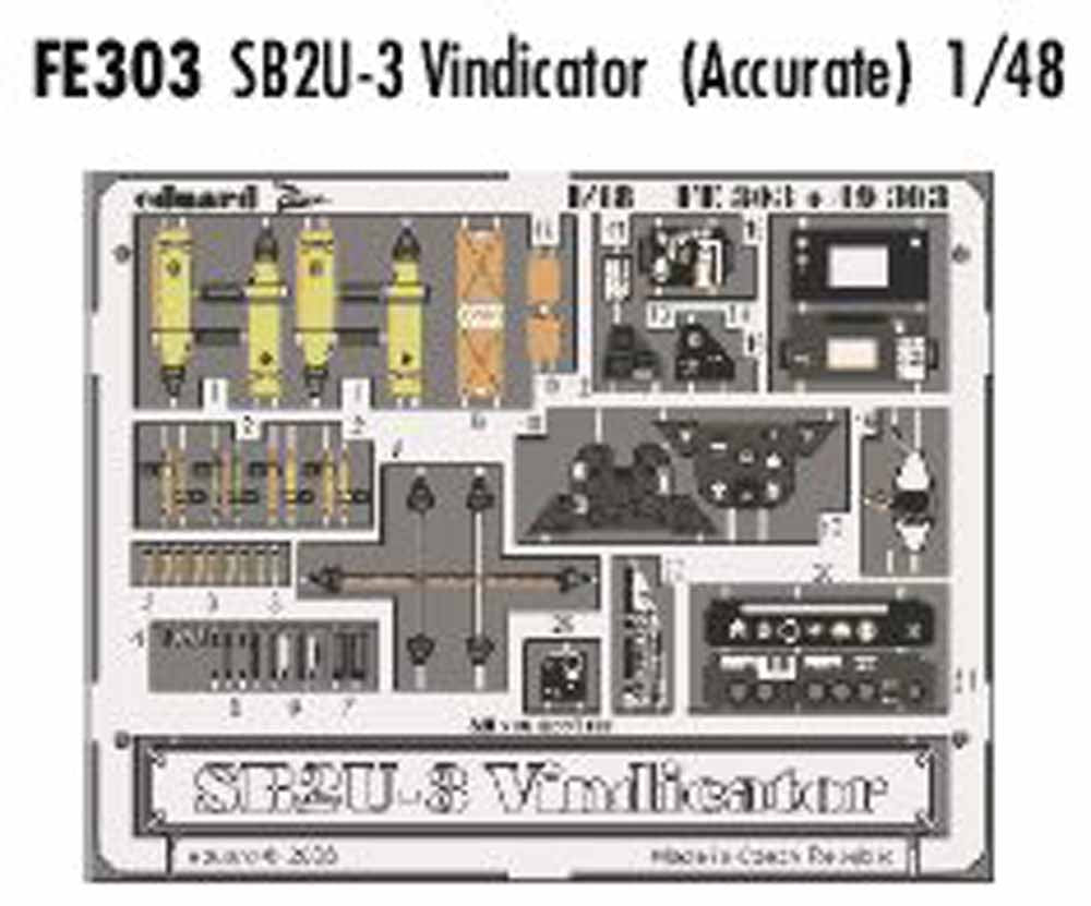 Eduard FE303 Etched Aircraft Detailling Set 1:48 Vought SB2U-3 Vindicator Pre-pa