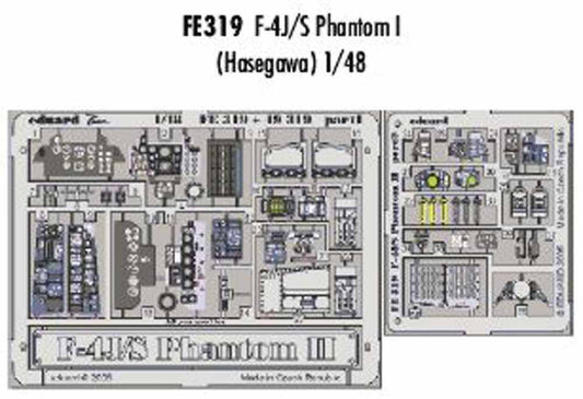 Eduard FE319 Etched Aircraft Detailling Set 1:48 McDonnell F-4J/F-4S Phantom Pre