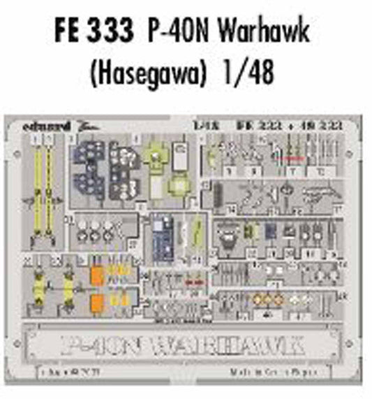 Eduard FE333 Etched Aircraft Detailling Set 1:48 Curtiss P-40N Warhawk Pre-paint