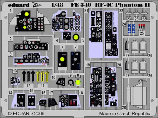 Eduard FE340 Etched Aircraft Detailling Set 1:48 McDonnell RF-4C Phantom Pre-pai