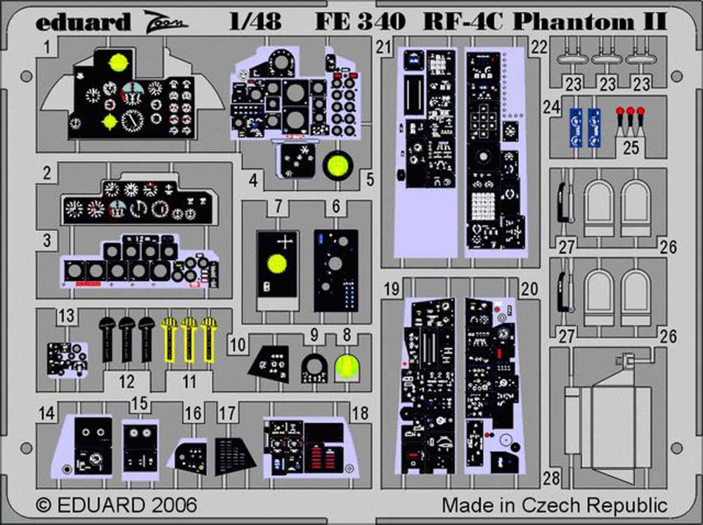 Eduard FE340 Etched Aircraft Detailling Set 1:48 McDonnell RF-4C Phantom Pre-pai