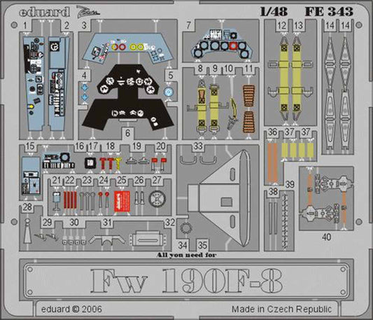 Eduard FE343 Etched Aircraft Detailling Set 1:48 Focke-Wulf Fw-190F-8