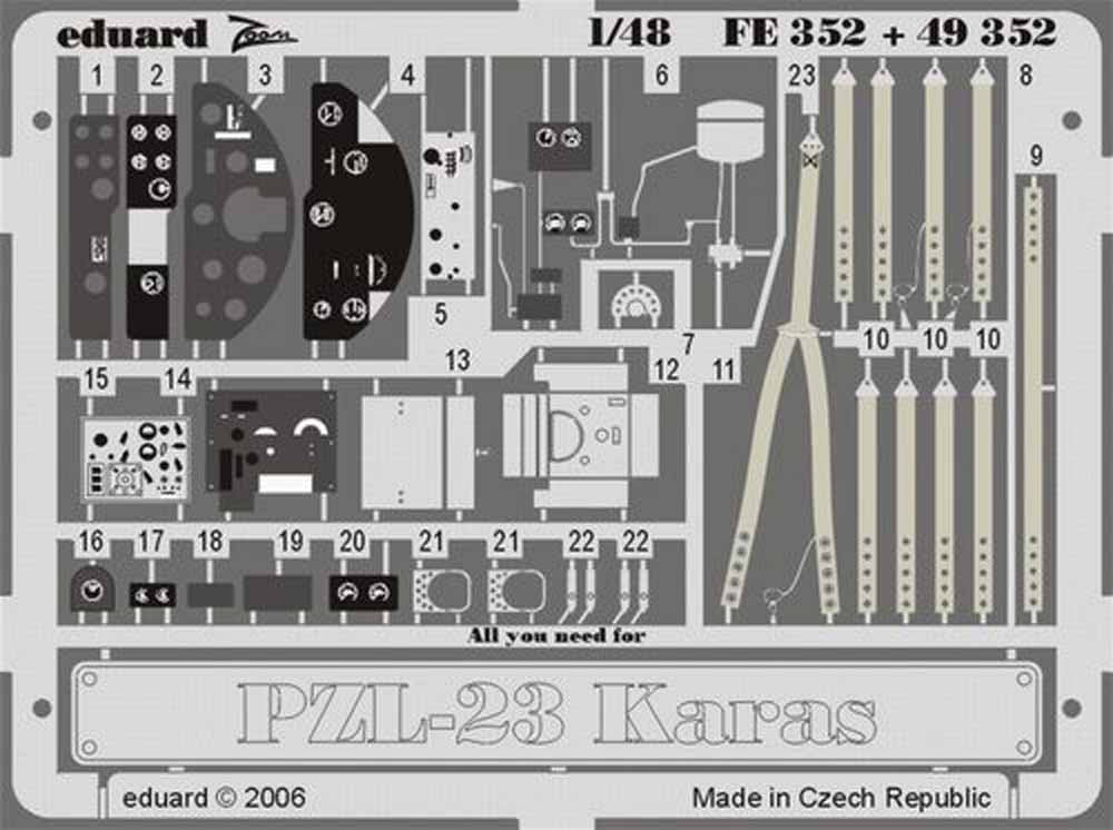 Eduard FE352 Etched Aircraft Detailling Set 1:48 PZL P.23 Karas Pre-painted in C