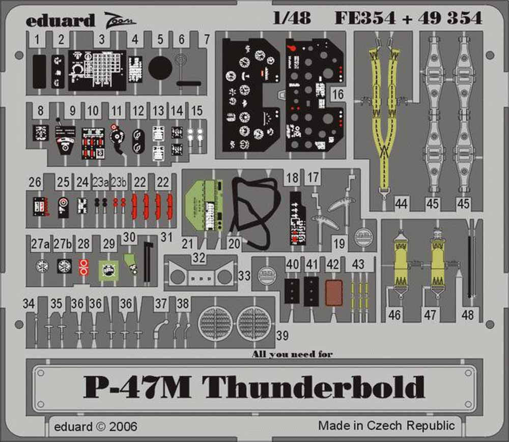 Eduard FE354 Etched Aircraft Detailling Set 1:48 Republic P-47M Thunderbolt Pre-