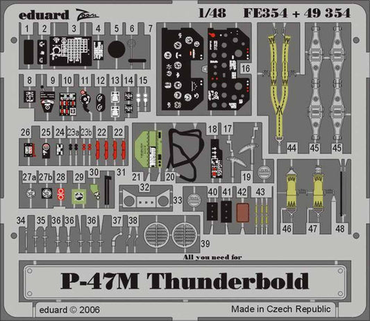 Eduard FE354 Etched Aircraft Detailling Set 1:48 Republic P-47M Thunderbolt Pre-