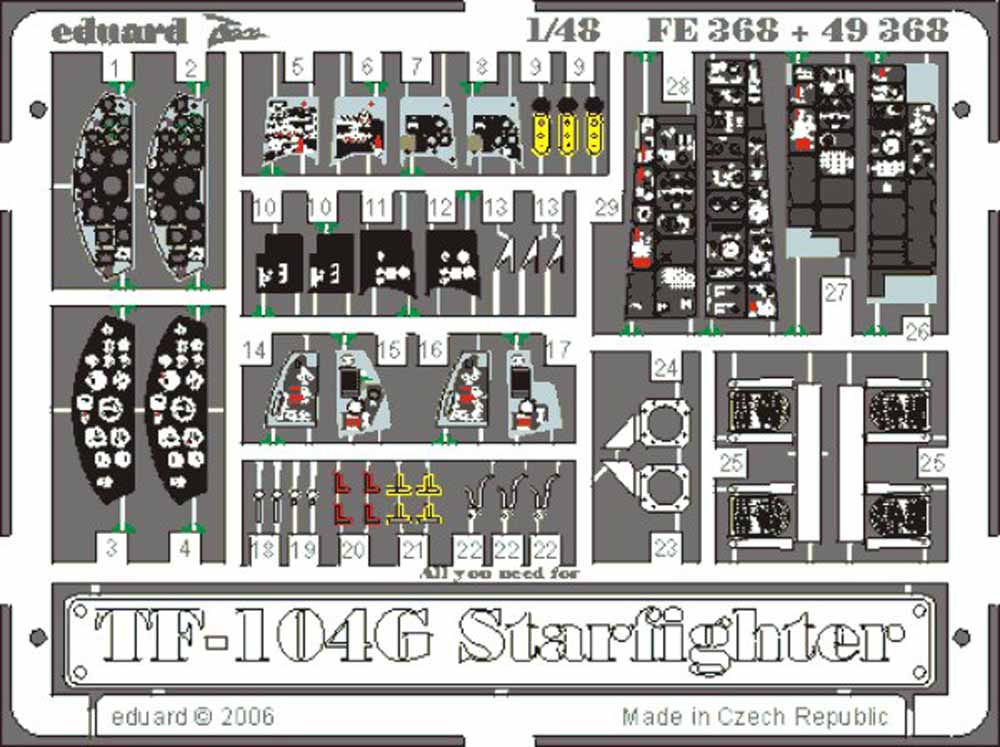 Eduard FE368 Etched Aircraft Detailling Set 1:48 Lockheed TF-104G Starfighter Pr