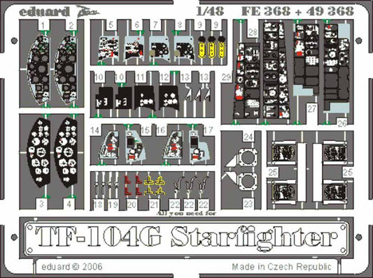 Eduard FE368 Etched Aircraft Detailling Set 1:48 Lockheed TF-104G Starfighter Pr