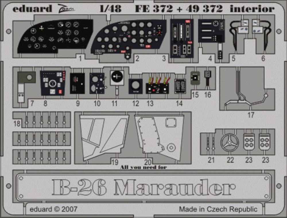 Eduard FE372 Etched Aircraft Detailling Set 1:48 Martin B-26 Marauder interior P