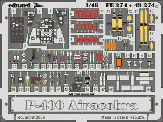 Eduard FE374 Etched Aircraft Detailling Set 1:48 Bell P-400 Airacobra Pre-painte