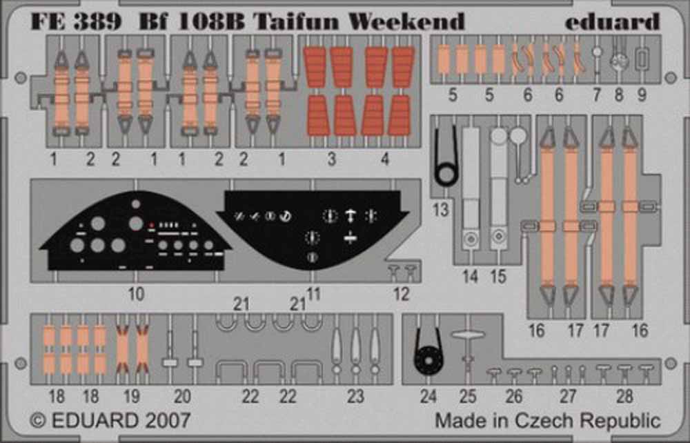 Eduard FE389 Etched Aircraft Detailling Set 1:48 Messerschmitt Bf-108B Taifun Pr