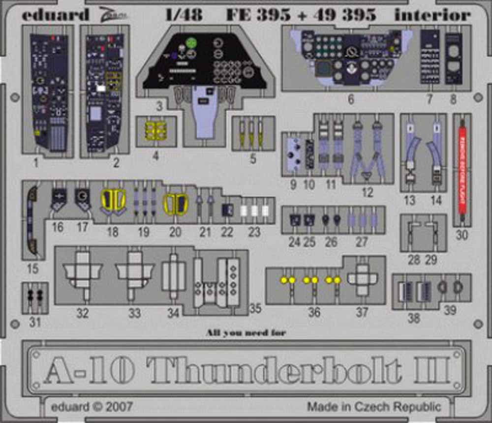 Eduard FE395 Etched Aircraft Detailling Set 1:48 Fairchild A-10A Thunderbolt II