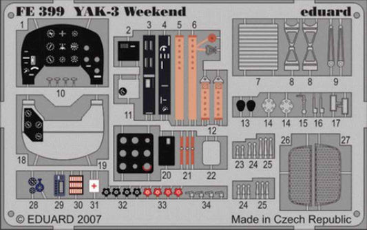 Eduard FE399 Etched Aircraft Detailling Set 1:48 Yakovlev Yak-3 Pre-painted in C