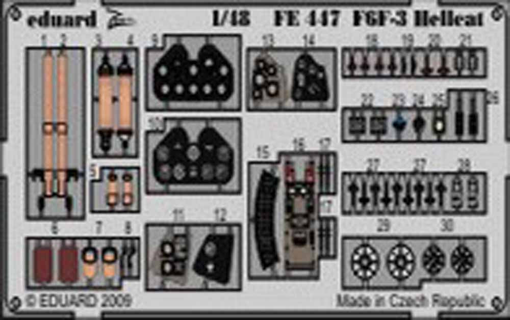 Eduard FE447 Etched Aircraft Detailling Set 1:48 Grumman F6F-3 Hellcat Pre-paint