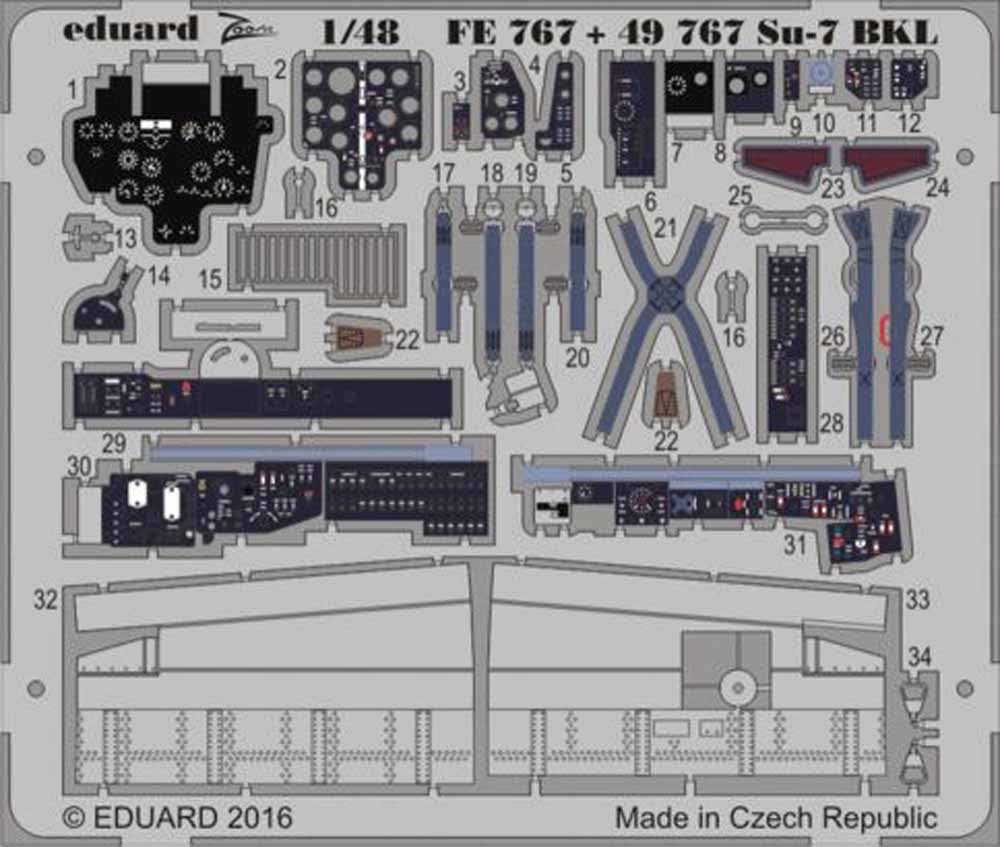 Eduard FE767 Etched Aircraft Detailling Set 1:48 Sukhoi Su-7BKL/Su-7BMK